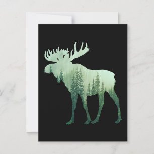 Postal Alces Ciervos Y Bosque Naturaleza