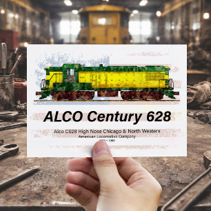 Postal Alco C-628 Locomotora Diesel y bandera estadounide