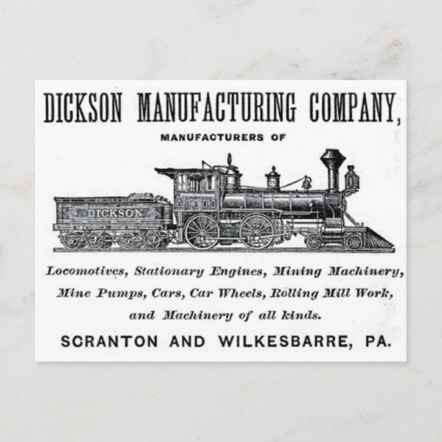 Postal Alco - Dickson Manufacturing Company 1856 (Anverso)