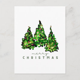 Postal Alcohol Ink Design Christmas Tree Postcard