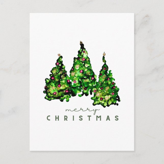 Postal Alcohol Ink Design Christmas Tree Postcard (Anverso)