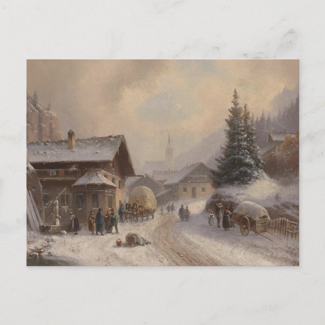 Postal Aldea alemana en invierno (Anverso)