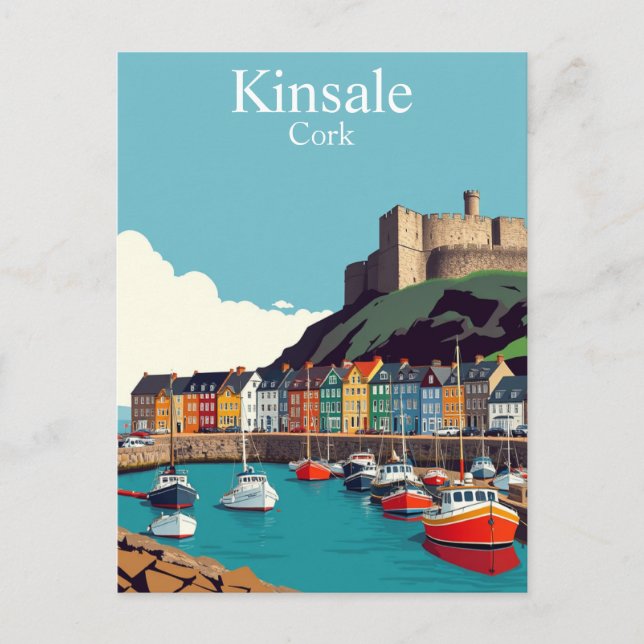 Postal Aldea costera irlandesa de Kinsale Cork Ireland (Anverso)
