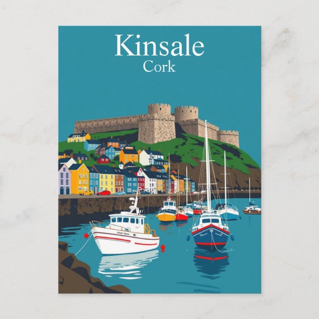 Postal Aldea costera irlandesa de Kinsale Cork Ireland (Anverso)
