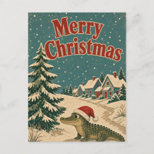 Postal Aldea de Cocodrilos Camino Animal Navidad