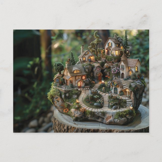 Postal Aldea de Gnome en el tronco de un árbol (Anverso)