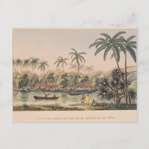 Postal Aldea de Matavae, Tahití