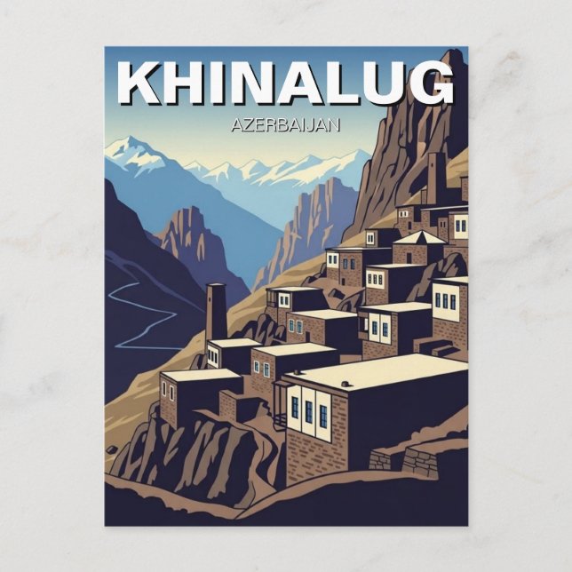 Postal Aldea de montaña Khinalug en Azerbaiyán (Anverso)