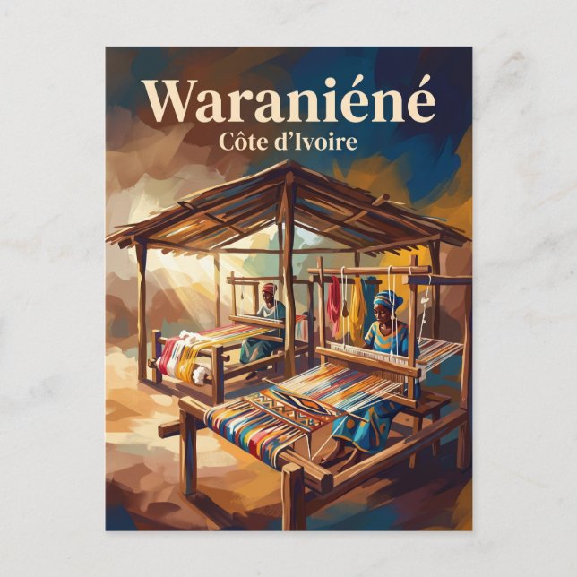Postal Aldea de Tejeduría Waraniéné Côte d'Ivoire (Anverso)