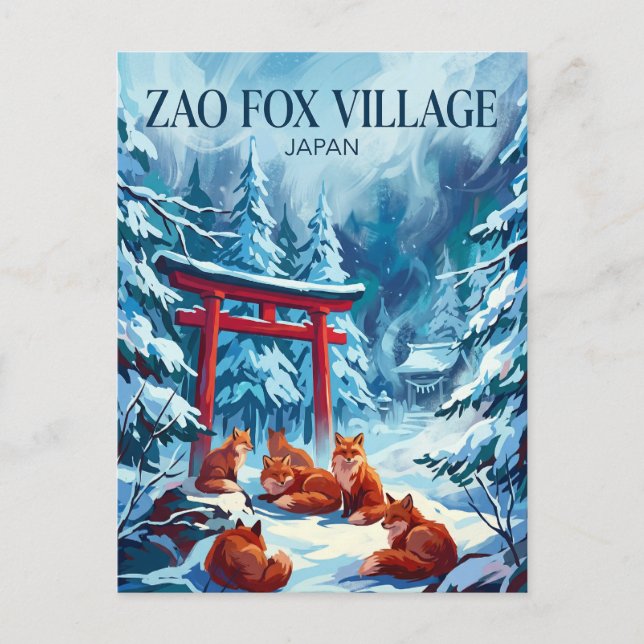 Postal Aldea de zorros Zao Japón (Anverso)
