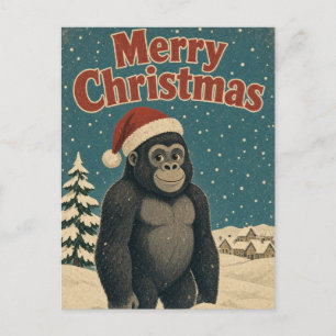 Postal Aldea Gorila Navidad Animal Navidad