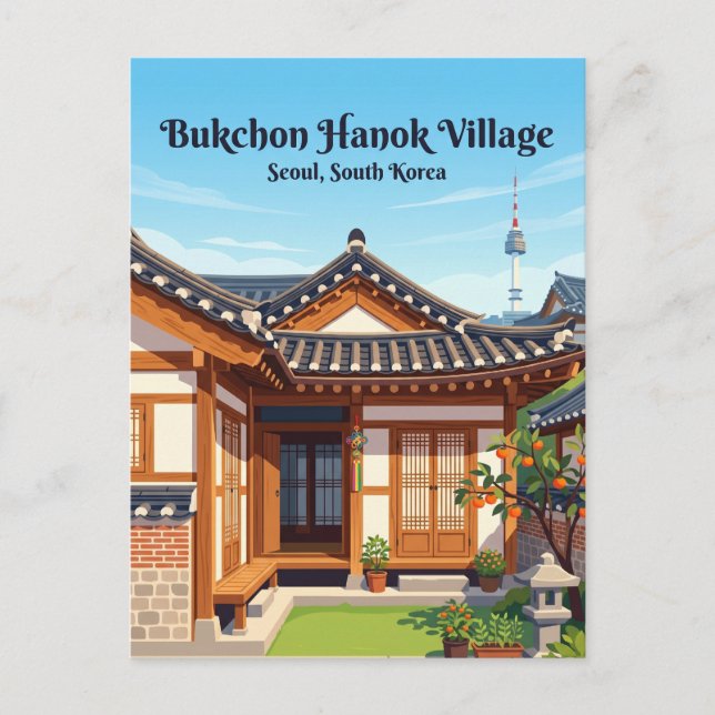 Postal Aldea Hanok de Bukchon Corea del Sur (Anverso)