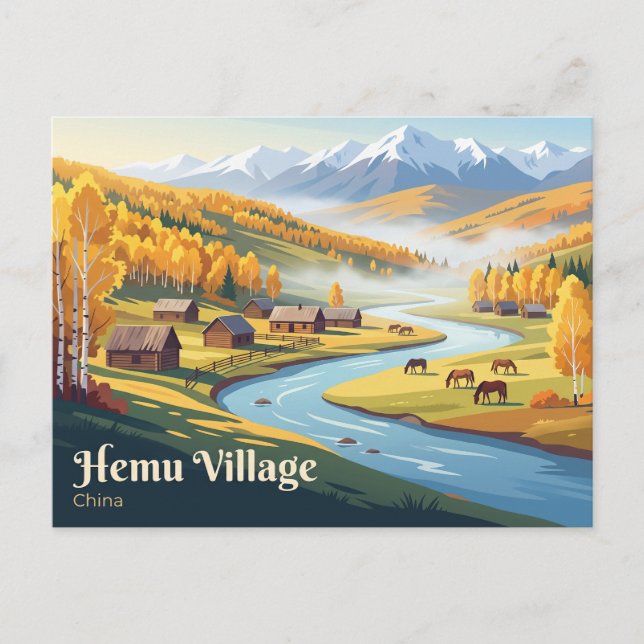 Postal Aldea Hemu Xinjiang, China (Anverso)