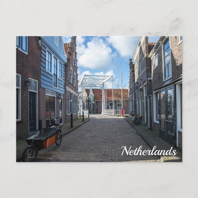 Postal Aldea holandesa con puente tradicional de madera (Anverso)