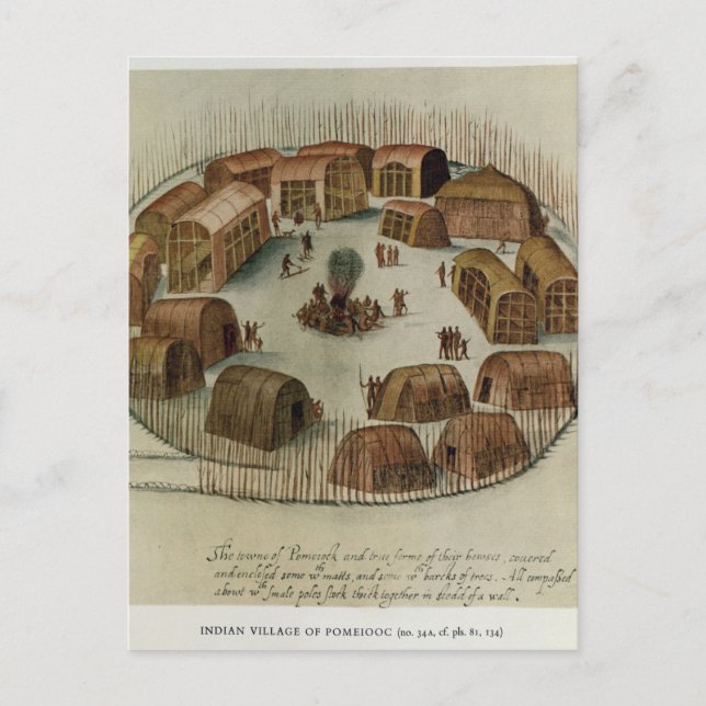 Postal Aldea india de Pomeiooc (Anverso)