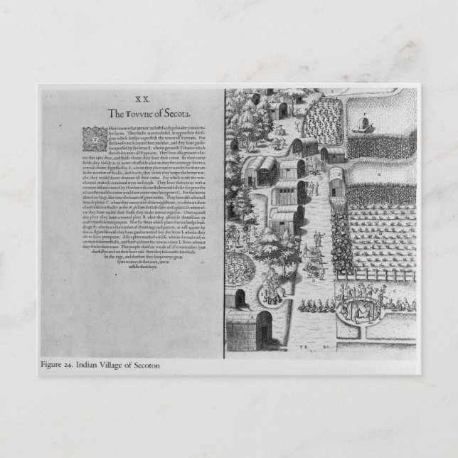 Postal Aldea india de Secoton (Anverso)