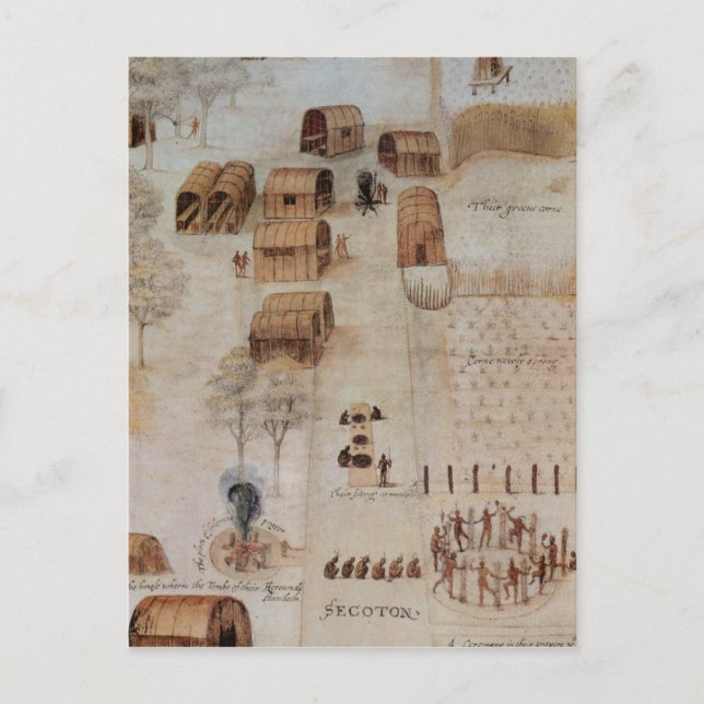 Postal Aldea india de Secoton (Anverso)