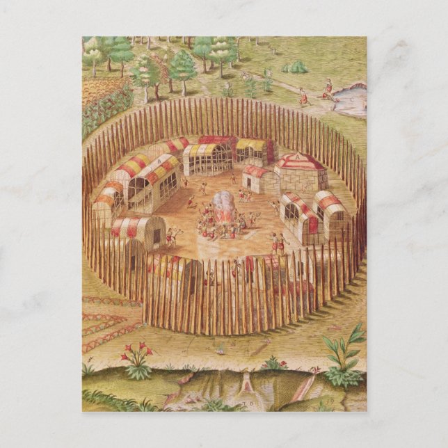 Postal Aldea india fortificada, de 'Brevis (Anverso)