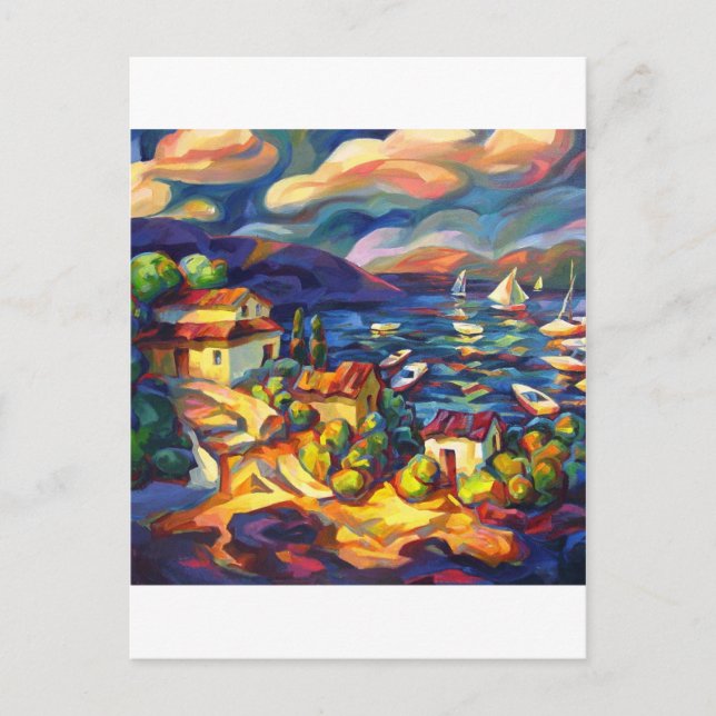 Postal Aldea junto al mar (Anverso)