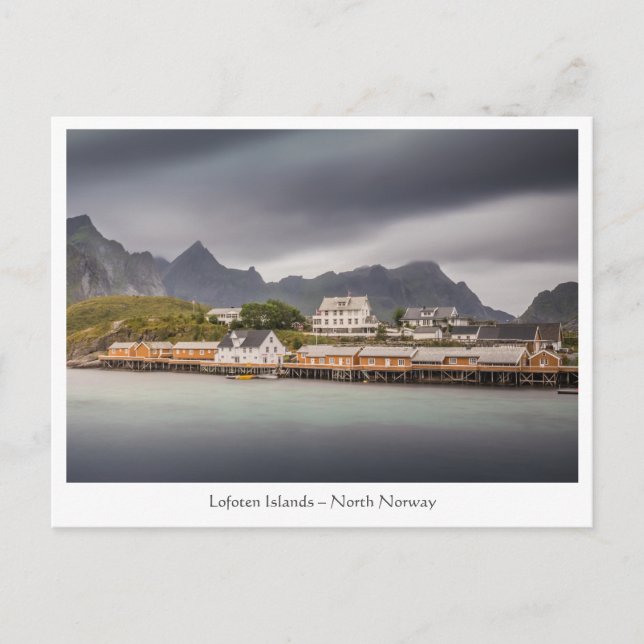 Postal Aldea pesquera de Lofoten Noruega (Anverso)