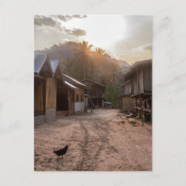 Postal Aldea rural Riverside en el río Mekong, Laos