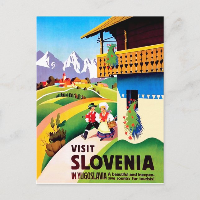 Postal Aldea tradicional de Eslovenia, Yugoslavia (Anverso)