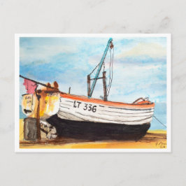Postal Aldeburgh, Boat on Beach – Coastal Art