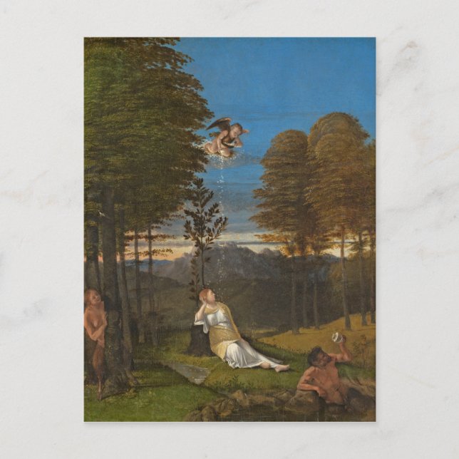 Postal Alegoría de la castidad, c. 1505 (aceite en panel) (Anverso)