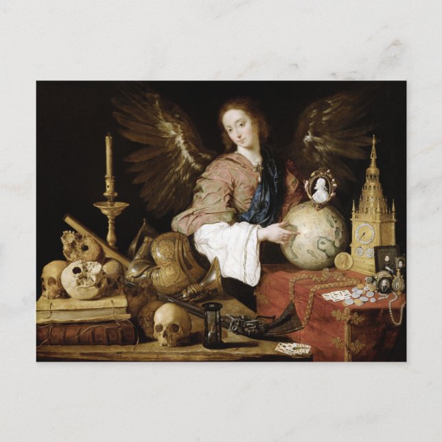 Postal Alegoría de la Vanidad de Antonio de Pereda (Anverso)