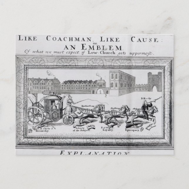 Postal Alegoría de los peligros de la baja iglesia (Anverso)