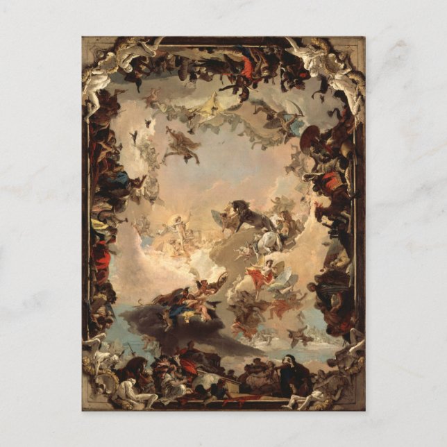 Postal Alegoría de Tiepolo de los planetas y continentes (Anverso)