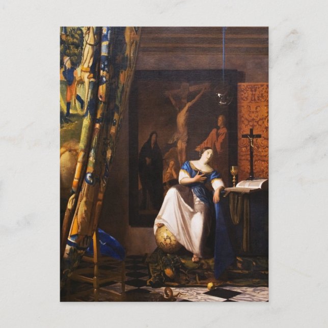 Postal Alegoría sobre la fe por Johannes Vermeer (Anverso)