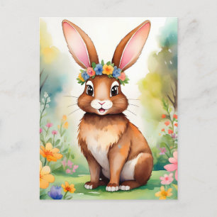 Postal Alegre conejito marrón 1, Pascua