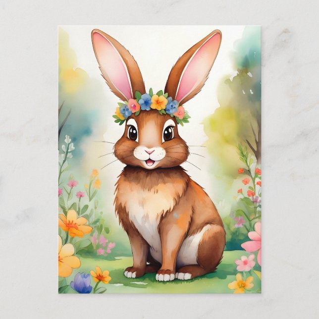 Postal Alegre conejito marrón 1, Pascua (Anverso)