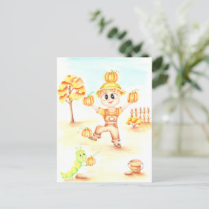 Postal Alegre cosecha pequeño niño jengibre