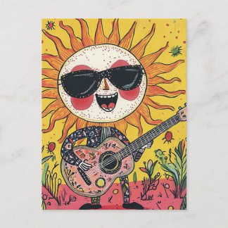 Postal Alegre guitarra musical de sol