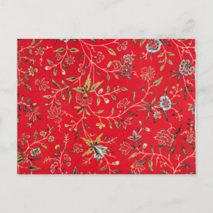 Postal Alegre patrón floral en rojo brillante,