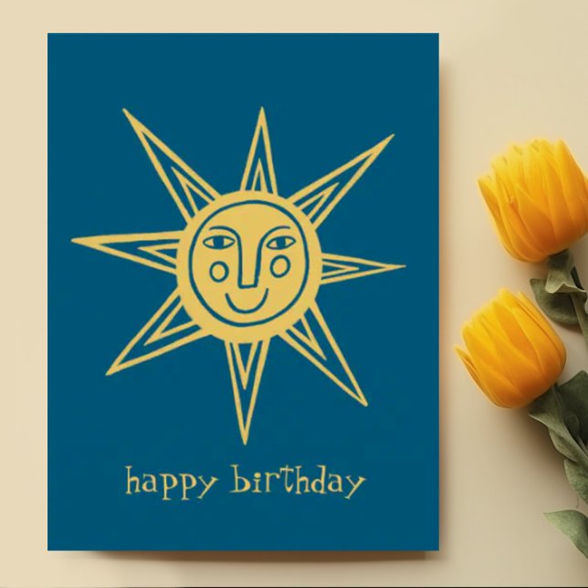 Postal Alegre PERSONALIZADO de cumpleaños (Happy birthday sun custom postcard, add your own text)