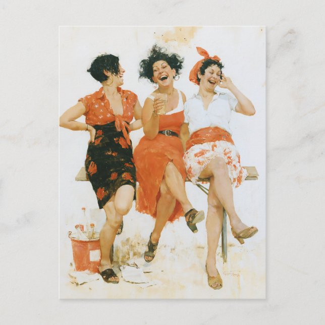 Postal Alegres Amigas de Verano Vintage (Anverso)