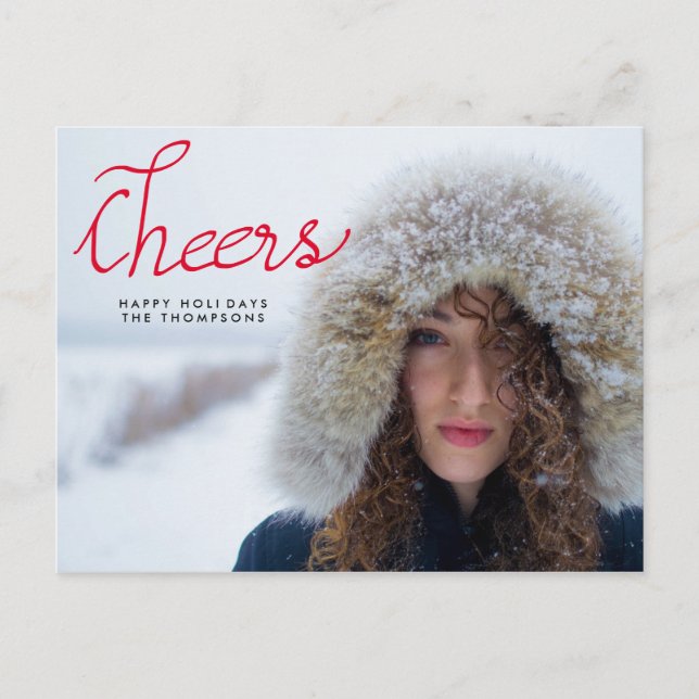 Postal Alegres moderno foto manuscrita roja manuscrita (Anverso)