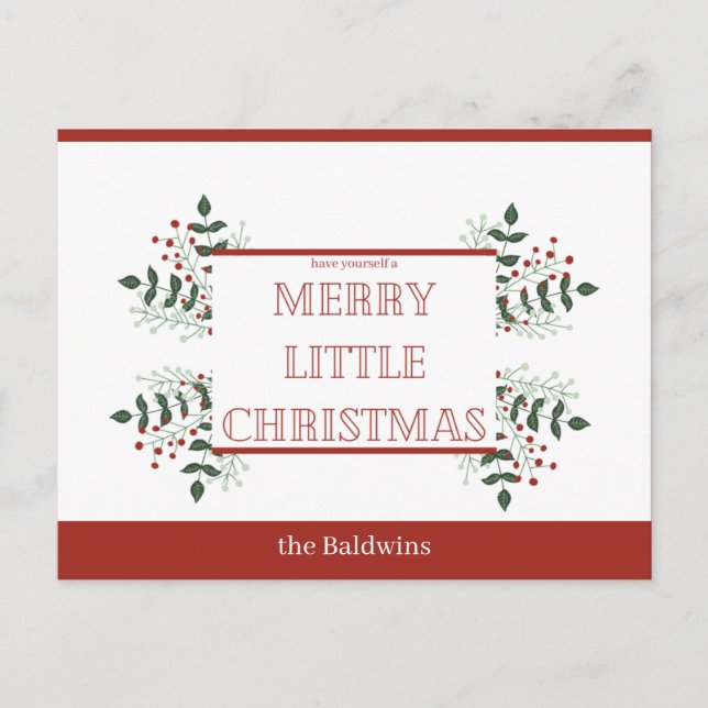 Postal alegres navidades rojos y verdes (Anverso)