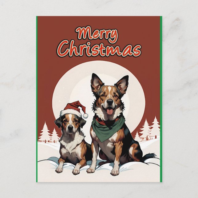 Postal alegres perros navideños (Anverso)