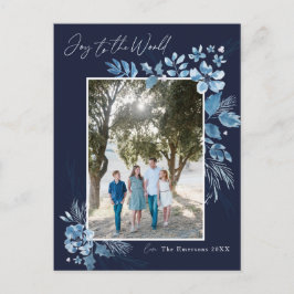 Postal Alegría a los Navidades de flores de acuarela del 