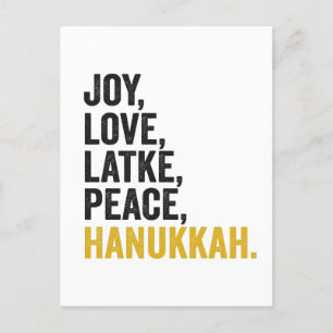 Postal Alegría Amor Latkes Paz Janucá Divertido Judío