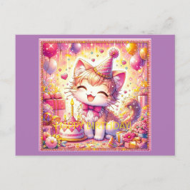 Postal Alegría de cumpleaños de Kitty