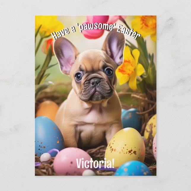Postal Alegría de Pascua de personalizable con amigos fur (Anverso)