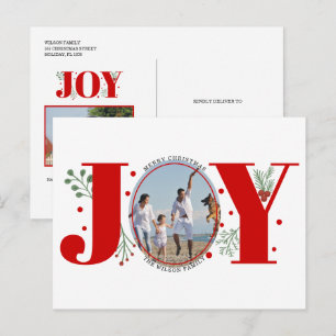 Postal Alegría roja con Navidades de bayas foto de vacaci