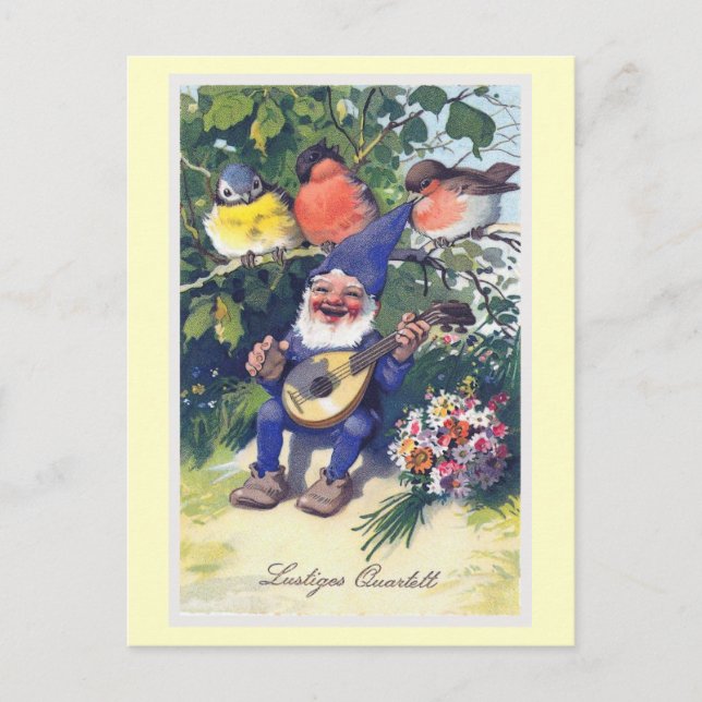 Postal Alemán del vintage de "Lustiges Quartett" (Anverso)