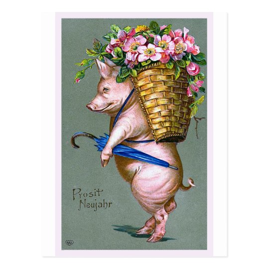Postal Alemán del vintage de "Prosit Neujahr"