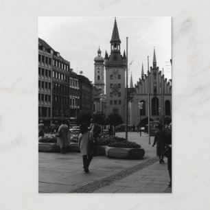 Postal Alemania antigua Múnich Iglesia Marienplatz